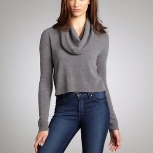 BCBG Maxazria size XS gray cowl neck cropped